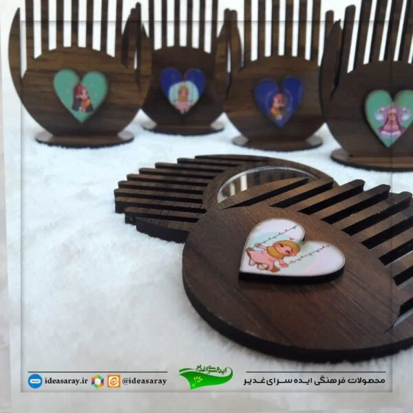 آینه و شانه چوبی - تصویر 1