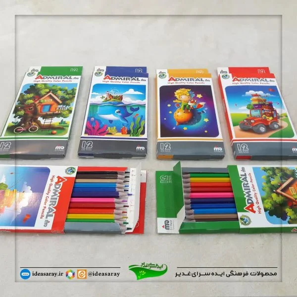 مداد رنگی ادمیرال پایه بلند12رنگ - تصویر 1